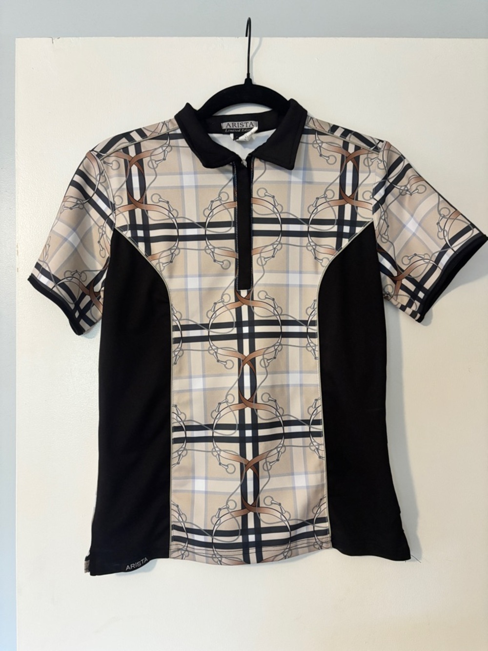 Arista Quarter-Zip Plaid Equestrian Polo, Size S